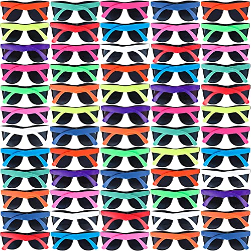 weilaga 60 Pack Sunglasses Bulk for Party favors,12 Neon Sun Glasses with UV400 Protection,Great Gift for Pool &Beach Party,Birthday,Goody Bag Filler,Outdoor Party Supplies for Teens Adults - Image 1