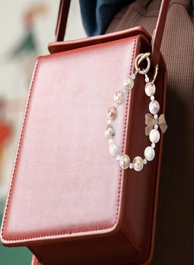 YangQian Cellphone Accessories Wrist Strap Crystal Bead Phone Lanyard Phone Chain Wristlet Beaded Bow Phonecase Bracelet Keychain Decorations for Car Keys Decorative Key Chain for Purses and Bags Pendants - Image 2