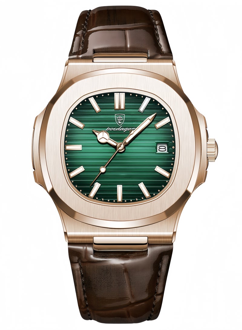 POEDAGAR Ultra Thin Waterproof Men's Watch with Calendar, Mineral Glass, and Unique Octagonal Case Design - Image 1