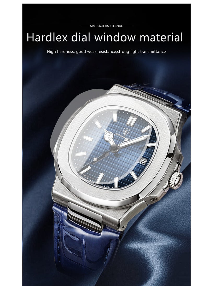 POEDAGAR Ultra Thin Waterproof Men's Watch with Calendar, Mineral Glass, and Unique Octagonal Case Design - Image 4