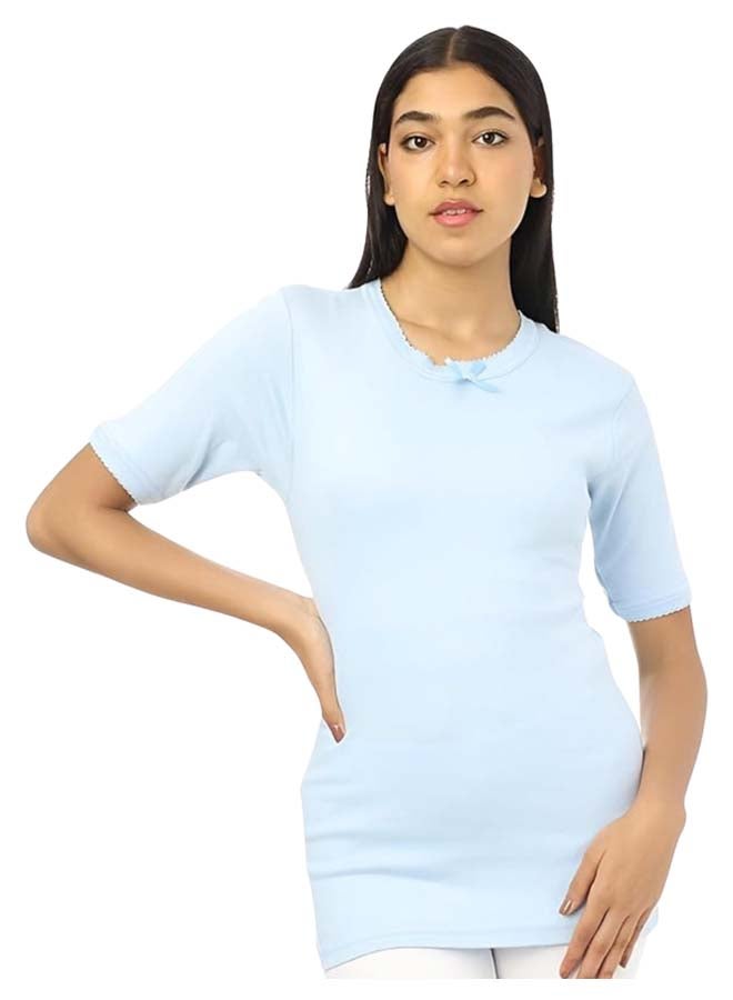 Dahab Cotton Half Sleeves Undershirt Round Neck For Women-Baby Blue - Image 1