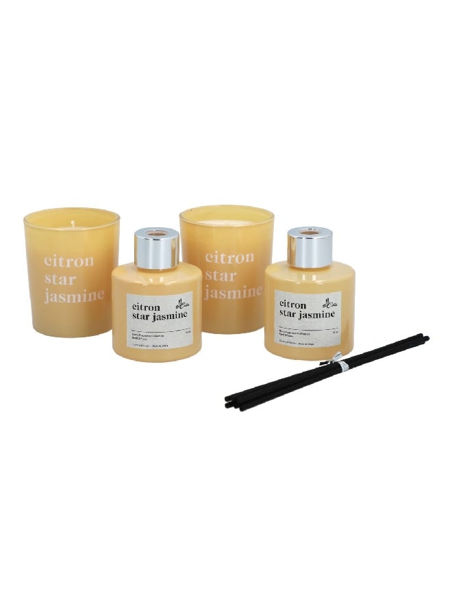 Celia 4-Piece Home Fragrance Collection Citron Star Jasmine Scented Candle and Diffuser Set 50 ml J010430148-C - Image 1
