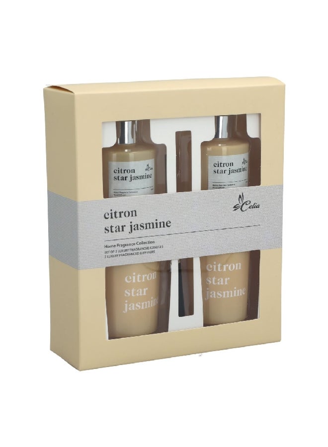 Celia 4-Piece Home Fragrance Collection Citron Star Jasmine Scented Candle and Diffuser Set 50 ml J010430148-C - Image 5