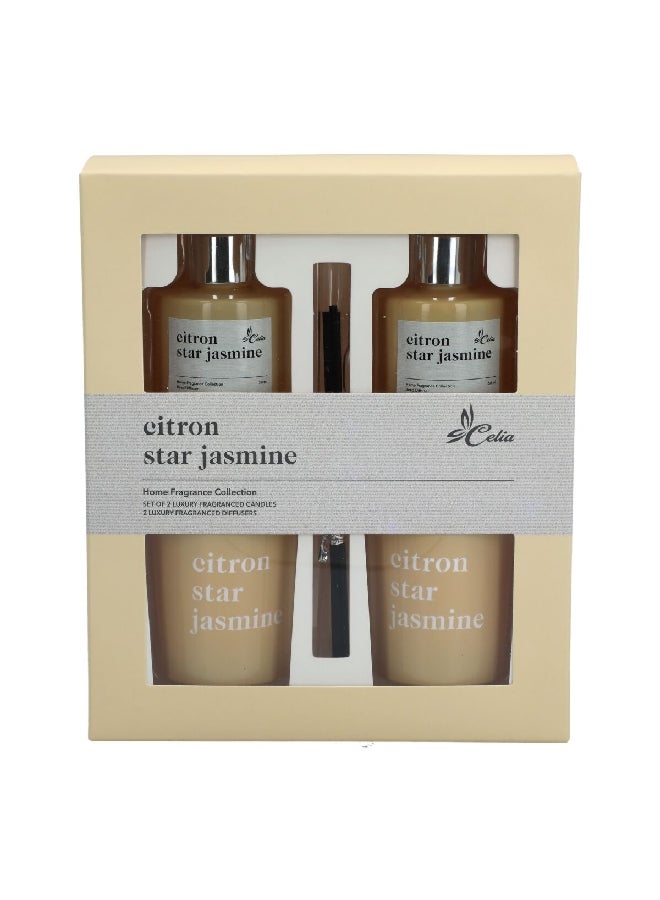 Celia 4-Piece Home Fragrance Collection Citron Star Jasmine Scented Candle and Diffuser Set 50 ml J010430148-C - Image 3