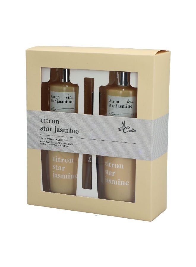 Celia 4-Piece Home Fragrance Collection Citron Star Jasmine Scented Candle and Diffuser Set 50 ml J010430148-C - Image 4