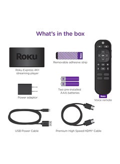 ROKU Roku Express 4K+ 2021 | Streaming Media Player HD/4K/HDR with Smooth Wireless Streaming and Roku Voice Remote with TV Controls, includes Premium HDMI Cable  - Image 2