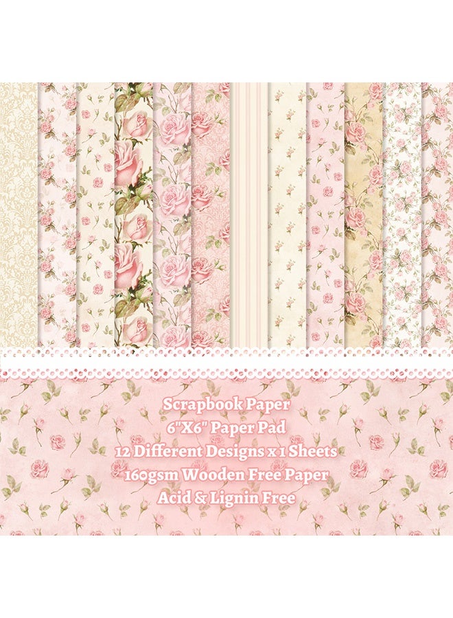 MXN 12 PCS Scrapbook Paper, Vintage Watercolor Floral Decorative Craft Paper, Single-Sided Pattern DIY for DIY Making Cards Scrapbooking Collection - Image 3