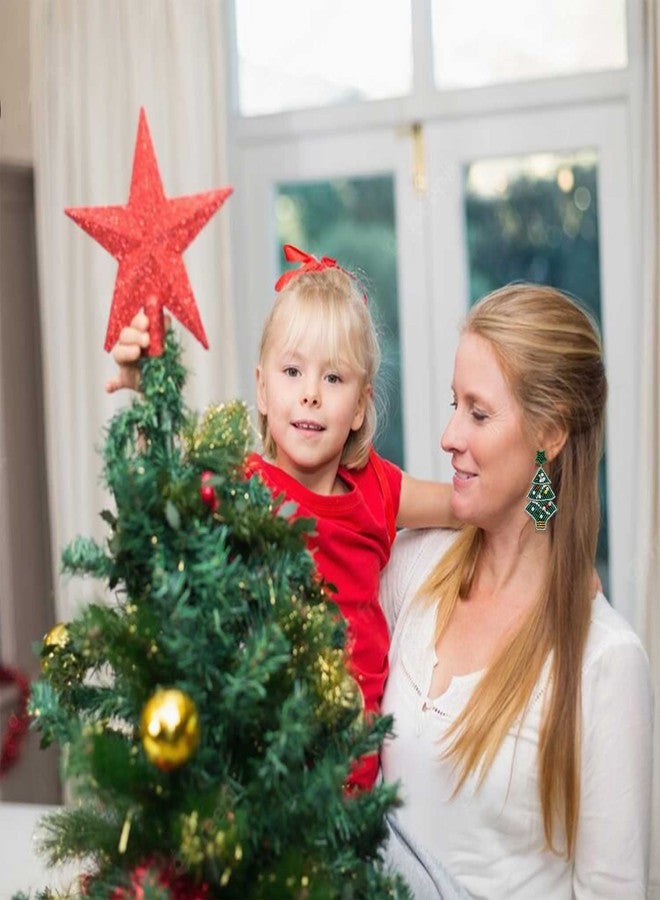 PHALIN Holiday Earrings Christmas Beaded Earrings for Women Reindeer Christmas Tree Earrings Snowflake Dangle Earrings Set (Style D) - Image 5