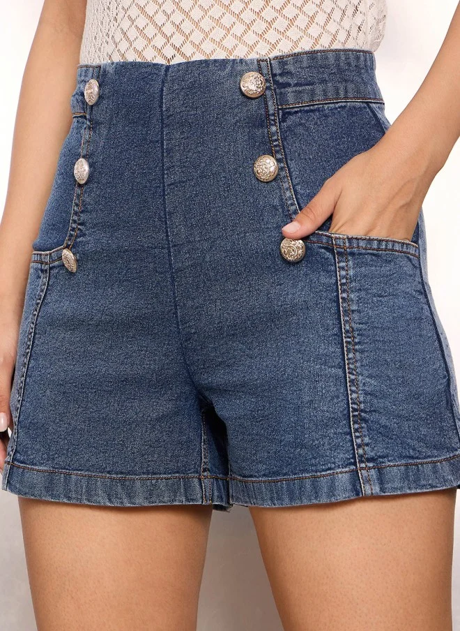 SASSAFRAS High-Rise Denim Shorts for Women