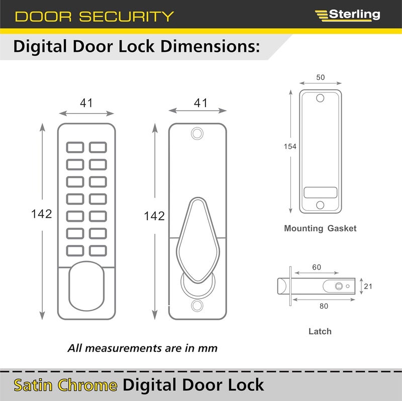 Sterling S2235V Digital Push Button Lock-Satin, Chrome - Image 4