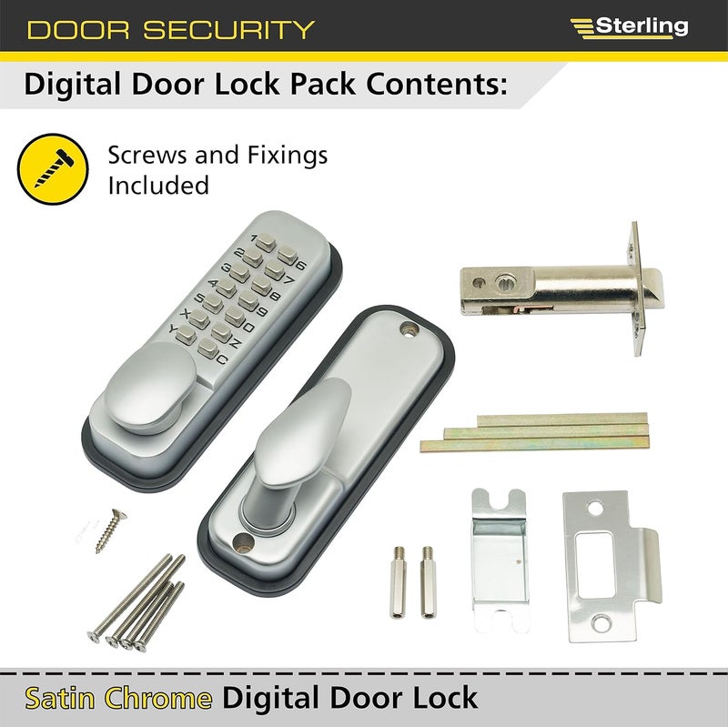Sterling S2235V Digital Push Button Lock-Satin, Chrome - Image 3