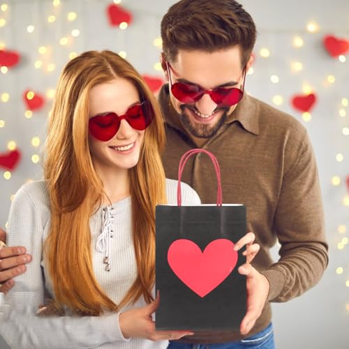 Fangoo 24Pcs Red Pink Heart Valentine Paper Gift Bags with Handles Heart Tags Tissue Paper for Kids Classroom Small Valentine Goodie Bags Wedding Birthday Party Favor Bags - Image 5