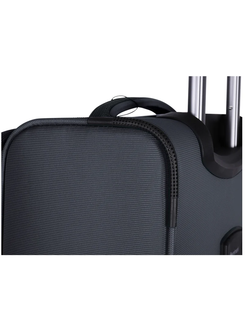 eminent Expandable Trolley Luggage Set of 3 Bag Soft Suitcase for Unisex Travel Polyester Shell Lightweight with TSA lock Double Spinner Wheels E777SZ Black