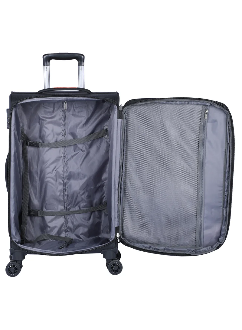 eminent Expandable Trolley Luggage Set of 3 Bag Soft Suitcase for Unisex Travel Polyester Shell Lightweight with TSA lock Double Spinner Wheels E777SZ Black