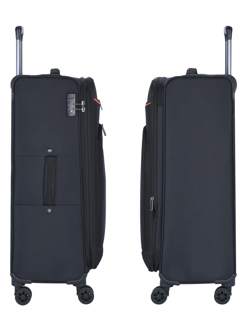 eminent Expandable Trolley Luggage Set of 3 Bag Soft Suitcase for Unisex Travel Polyester Shell Lightweight with TSA lock Double Spinner Wheels E777SZ Black