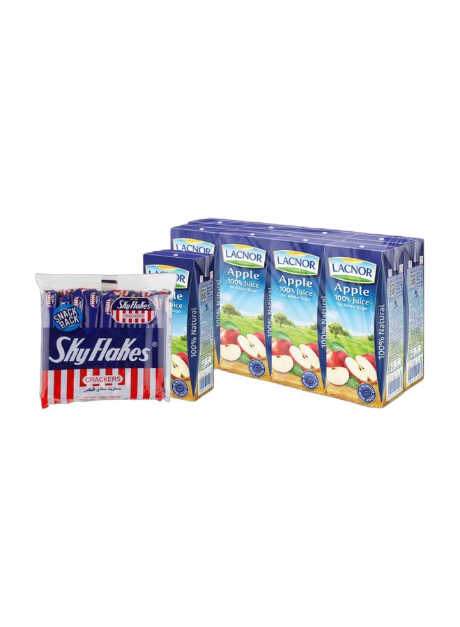noon Sky Flakes Sky Flakes Crackers 25grams Pack of 10 + Lacnor Apple Juice 180ml Pack of 8 - Image 1