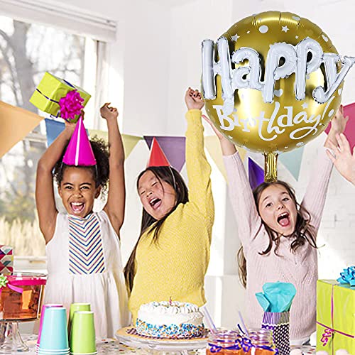 AMFIN® Happy Birthday 3D Round Foil Balloon Golden / 3D Happy Birthday Printed on Golden Round Shape Foil Balloon for Party Decoration, Birthday Decoration, Kids Decoration - Image 5
