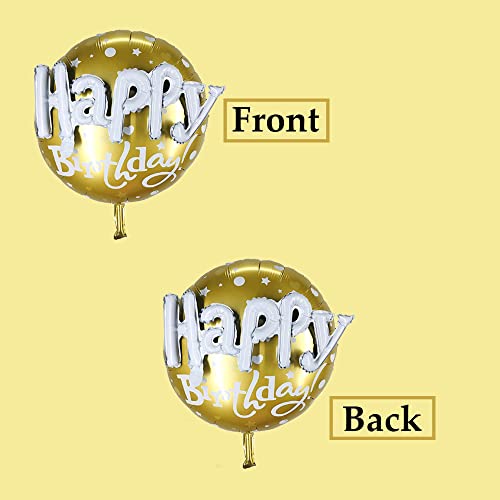 AMFIN® Happy Birthday 3D Round Foil Balloon Golden / 3D Happy Birthday Printed on Golden Round Shape Foil Balloon for Party Decoration, Birthday Decoration, Kids Decoration - Image 3