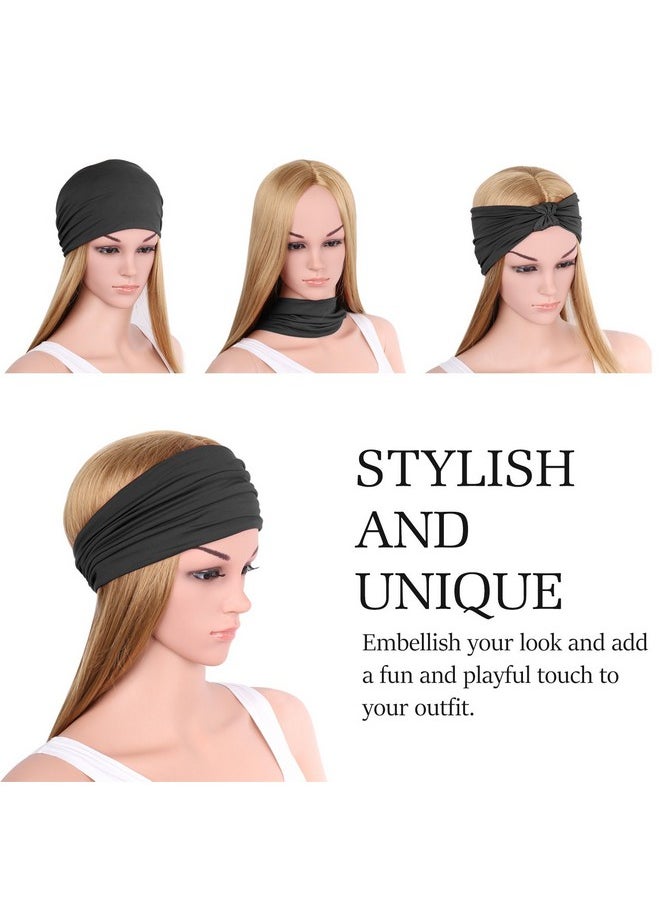 MoKo - Versatile Lightweight Sports Headband Moko Breathable Sweat Wicking Multiuse Headwear Elastic Knotted Hair Band Soft Turban Head Wrap For Workout Running Yoga Fitness Casual Fashion Black - Image 1