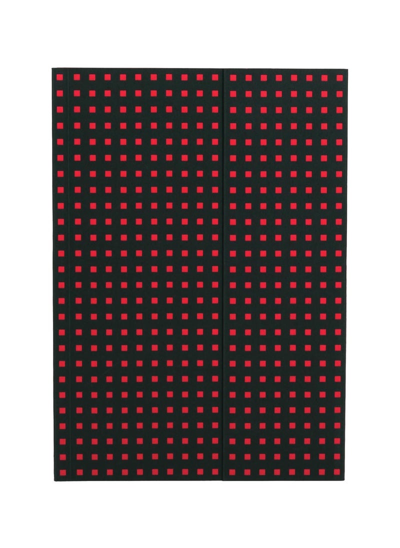 Paper-Oh Quadro Black on Red B5 Lined Wrap Closure 112 Pages 100gsm Notebook - Image 1