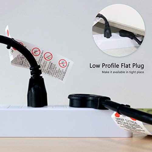FIRMERST 1875W 6 Feet 15A Low Profile Flat Plug Extension Cord 14 AWG Black, UL Listed - Image 4