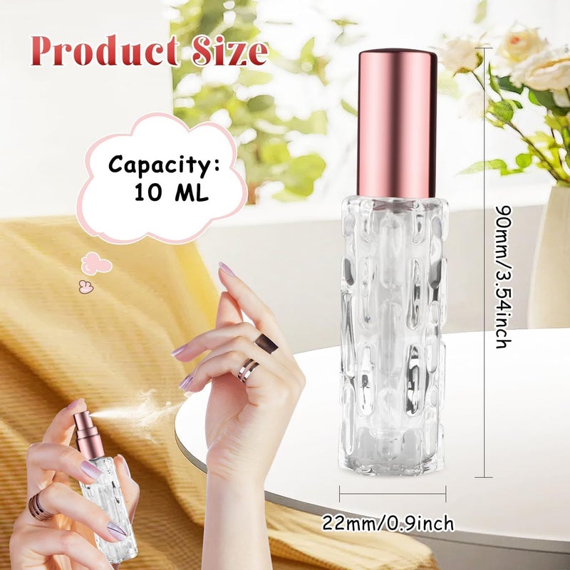كاست ويف زجاجات عطر زجاجية صغيرة، 10 مل زجاجات رذاذ عطر قابلة لإعادة الملء فارغة، حاوية عطر بحجم السفر للعطور زيت أساسي سائل تجميلي، 10 قطع - Image 2