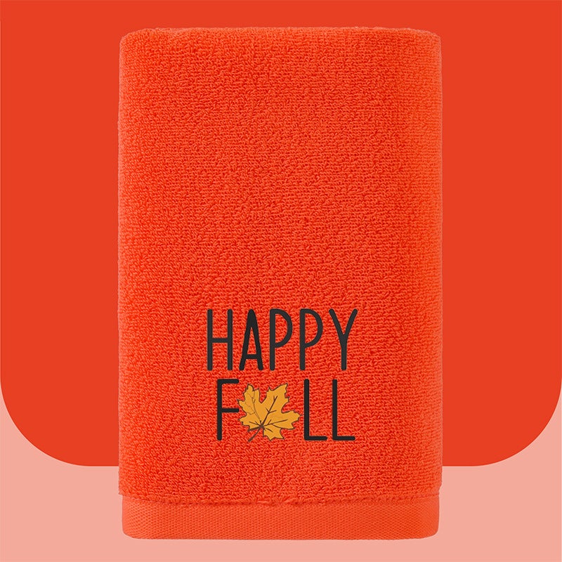 Customized Embroidered Cotton Towels With Pumpkin Festival And Christmas Patterns Support Small Batch Customization Of Logos And Sales - Image 4
