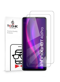 Techie 2 Pack HD Tempered Glass Screen Protector for Infinix Hot 40 / Hot 40 Pro - Anti Reflection Anti Bubbles 9H Hardness 0.33 mm Rounded Edges Easy Installation  - Image 1