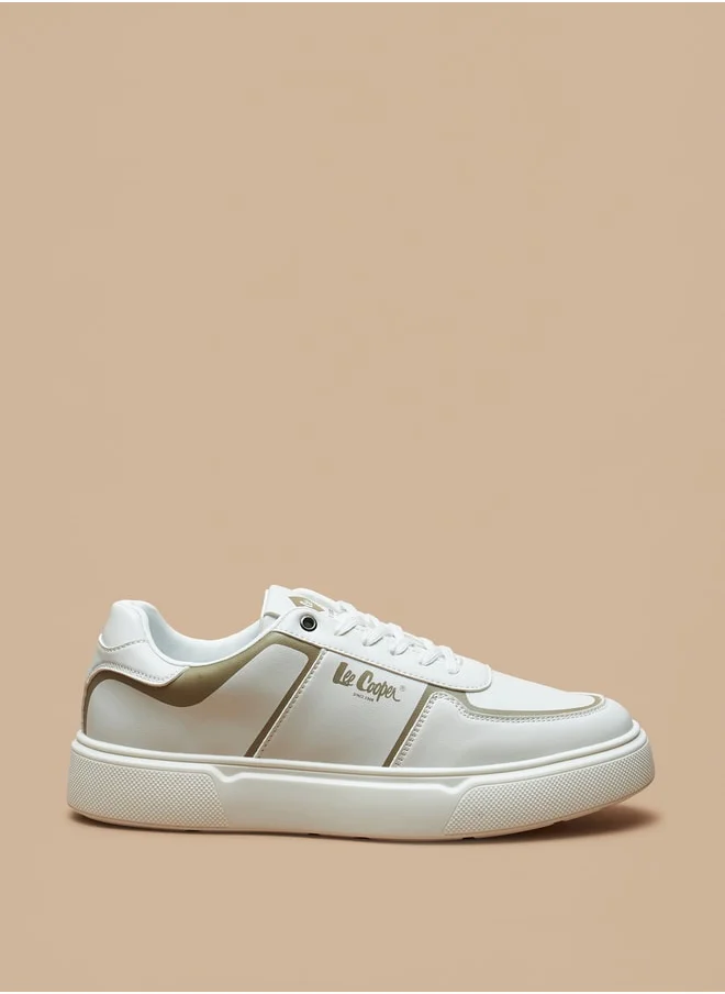 Lee Cooper Men's Logo Print Sneakers with Lace-Up Closure