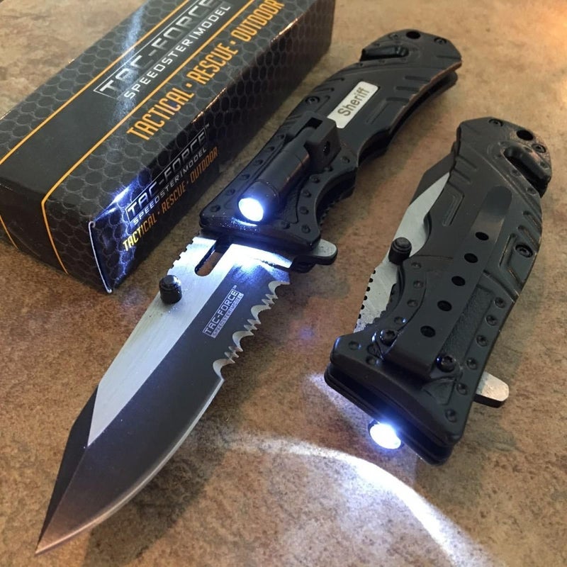 Tac-Force TAC Force TF-835 Series Spring Assist Folding Knife, Two-Tone Half-Serrated Blade, 4.5-Inch Closed - Image 1
