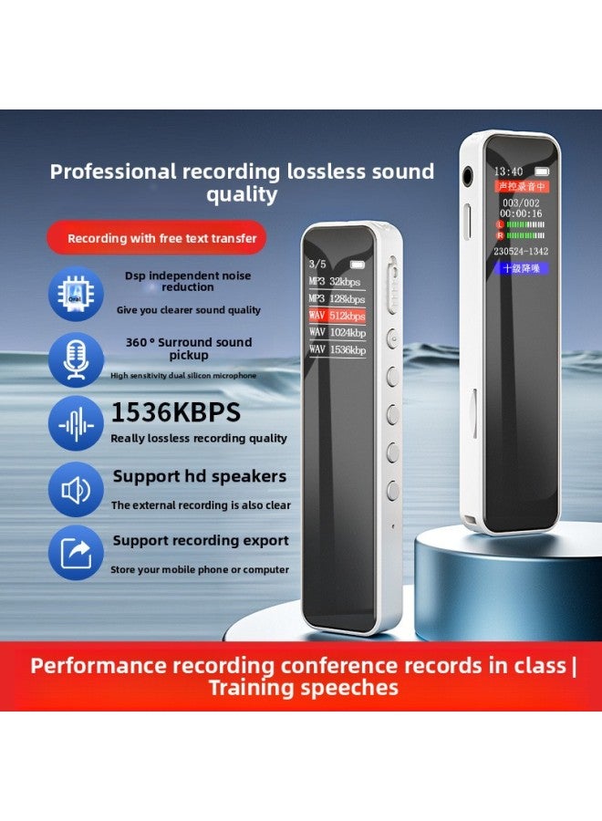 Generic Recording Pen High Definition Noise Reduction Super Long Standby Class Recorder Special Artifact Recording Pen Voice To Text Professional-Color:Ultimate Edition [noble Black] [ten Levels Noise Reduction] Large Battery-Capacity:Free 128g [free Lanyard + Headphones + Ai To Text Card]  - Image 2
