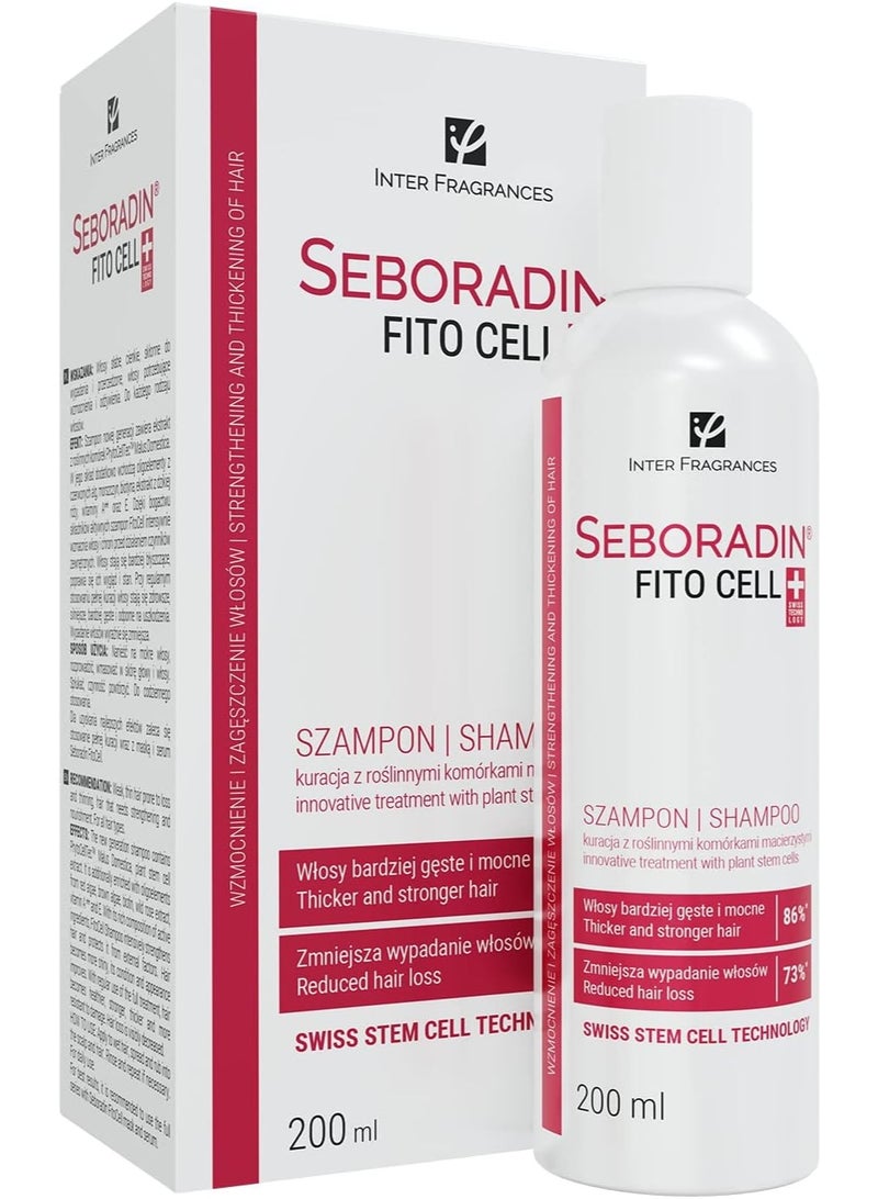 Seboradin Hair Loss and Regrowth Fitocell Shampoo with Swiss Technology Stem Cells Phytocelltec™ Malus Domestica and Biotin, for Men and Women, 200 ml - Image 1