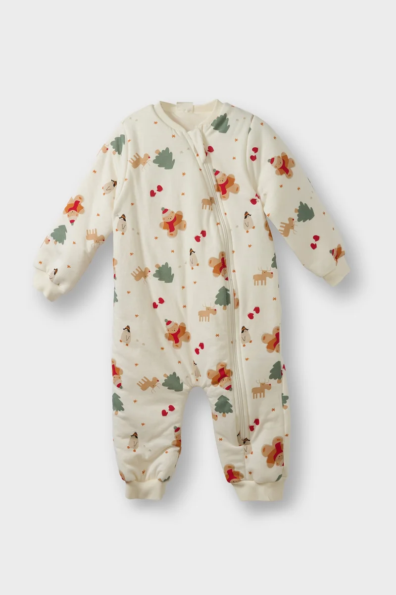 Defacto Baby Boy 1.6 Tog Fiber Christmas Themed Cotton Jumpsuit
