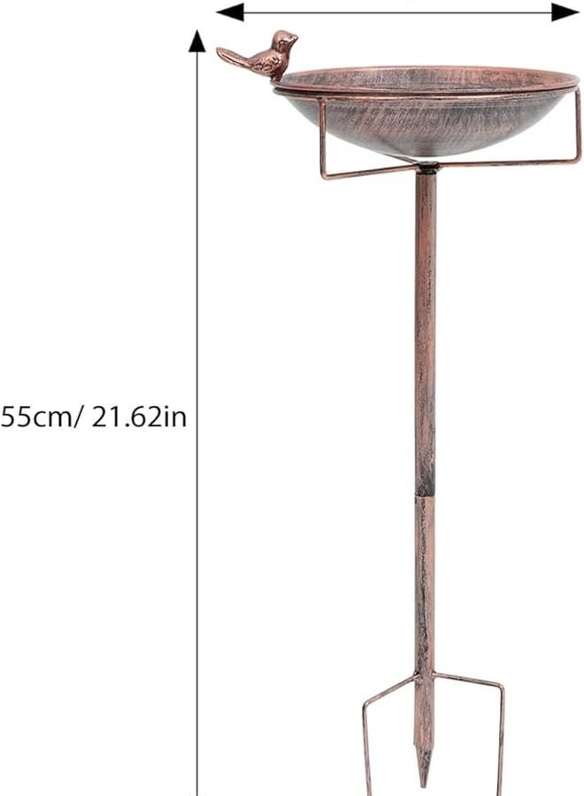 Antique Finish Metal Bird Bath and Feeder for Outdoor Garden Easy Ground Installation - Image 3