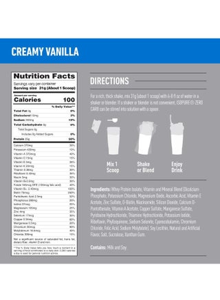 Zero Carb Whey Isolate Protein Powder Creamy Vanilla 3 lbs - view 3