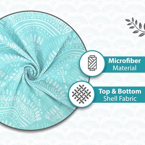 Divine Casa 120 GSM Microfiber Single Dohar | Soft & Lightweight Throw Blanket | Cozy & Breathable | All-Season Comfort | 210 x 140 CM | Art Deco Fan Pattern | Aqua & White - Image 4