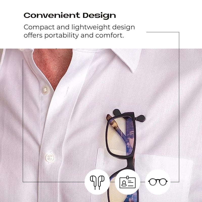 ReadeREST Readerest Magnetic Eyeglasses Holder-2 Styles Magnet Pin (2x Stainless Steel & 1 Classic Black) - Reading Glasses and Sunglass Badge Pin - Eyeglass Holders for Men and Women - Pins for Clothes & Shirt  - Image 4