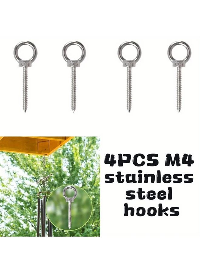 4PCS M4 304 Stainless Steel Self Tapping Screw Hooks Heavy Duty Multifunctional - Image 1