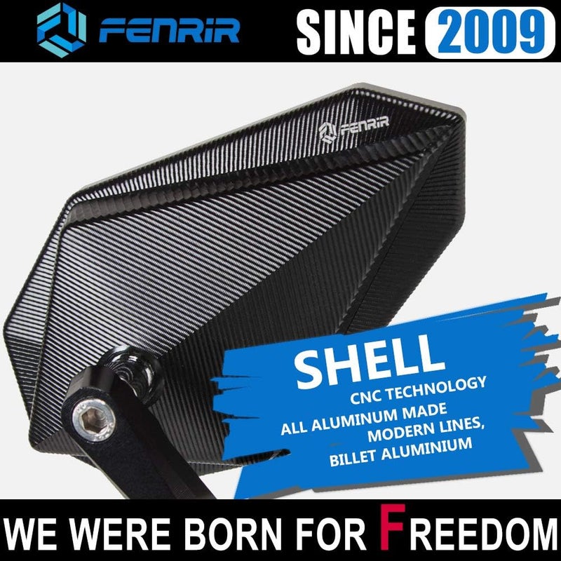 FENRIR CNC Aluminum Alloy Cafe Racer Black Motorcycle Bar End Mirrors - Universal Rear View for 22MM 7/8" Handlebar - Image 5