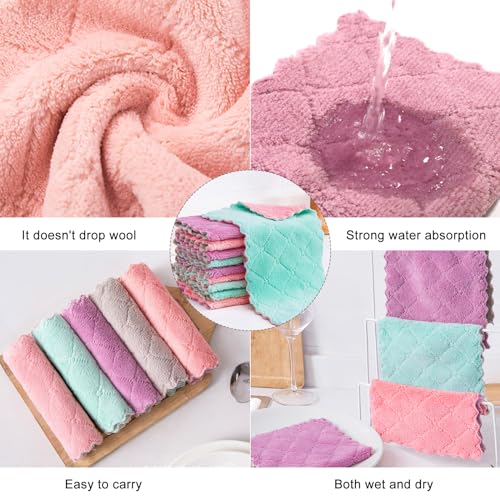 MISSJOJIAY 20 Pack Cleaning Cloth Kitchen Cloth, Dish Towels Super Absorbent Coral Velvet Dishtowels, Microfiber Premium Soft Tea Towels, Quick Dry Rags, Multipurpose Reusable Washcloths, Non-Stick Oil Cloths. - Image 2