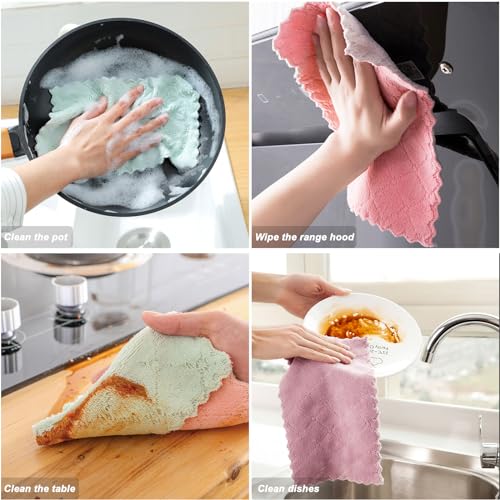 MISSJOJIAY 20 Pack Cleaning Cloth Kitchen Cloth, Dish Towels Super Absorbent Coral Velvet Dishtowels, Microfiber Premium Soft Tea Towels, Quick Dry Rags, Multipurpose Reusable Washcloths, Non-Stick Oil Cloths. - Image 3