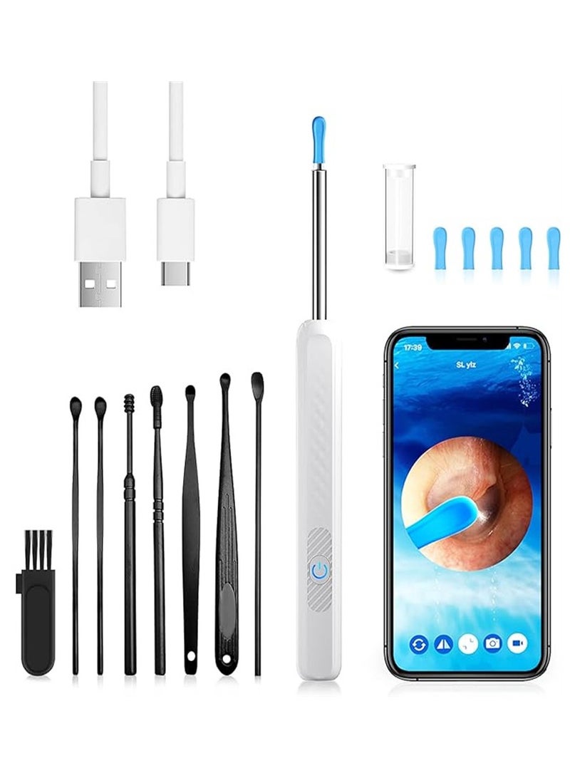 Ear Wax Removal, Ear Cleaner with 1080P HD Camera,Ear Wax Cleaner with 8pcs Ear Set, Ear Wax Removal Tool Camera for iOS and Android (White) - Image 1