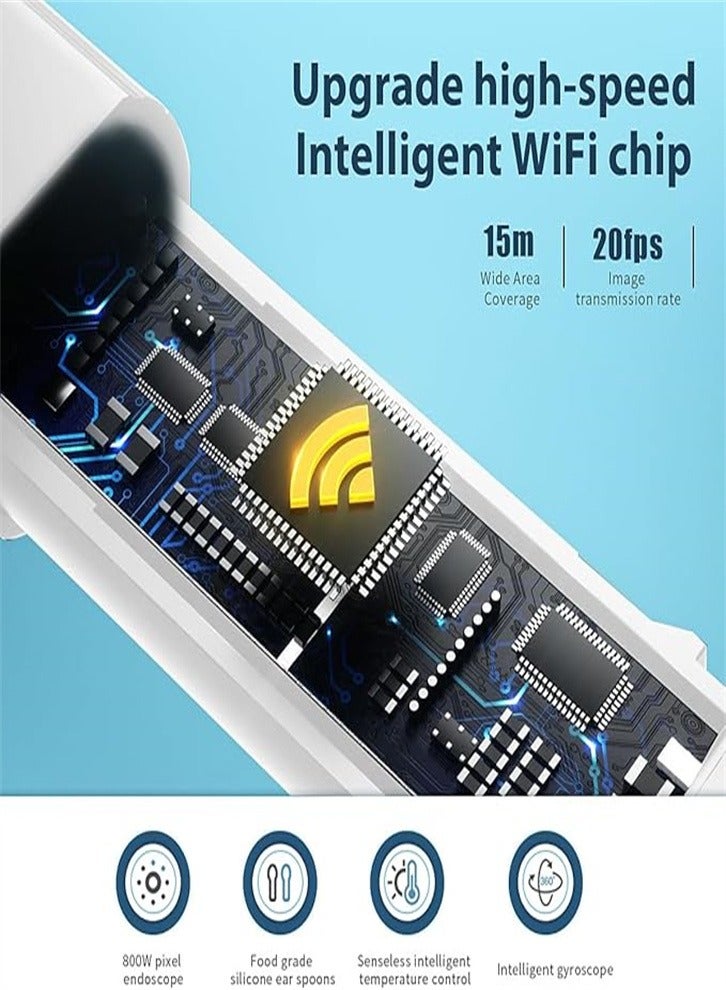 Ear Wax Removal, Ear Cleaner with 1080P HD Camera,Ear Wax Cleaner with 8pcs Ear Set, Ear Wax Removal Tool Camera for iOS and Android (White) - Image 3