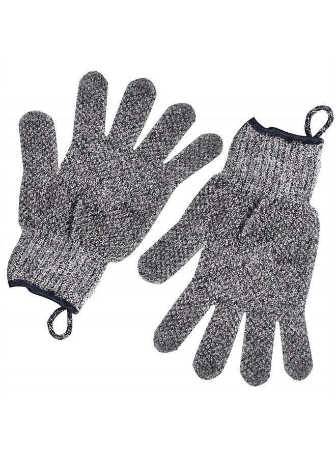 Meiyante Bamboo Charcoal Exfoliating Gloves - Soft & Gentle Body Scrub for Daily Use, Promotes Clean & Healthy Skin, Improves Skin Texture, 1 Pair Fits Most With Hanging Loop, Perfect for Men & Women Body Wash  - Image 1