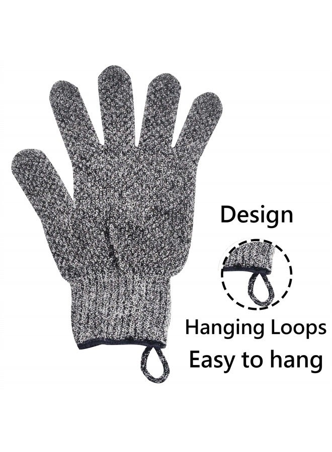 Meiyante Bamboo Charcoal Exfoliating Gloves - Soft & Gentle Body Scrub for Daily Use, Promotes Clean & Healthy Skin, Improves Skin Texture, 1 Pair Fits Most With Hanging Loop, Perfect for Men & Women Body Wash  - Image 5