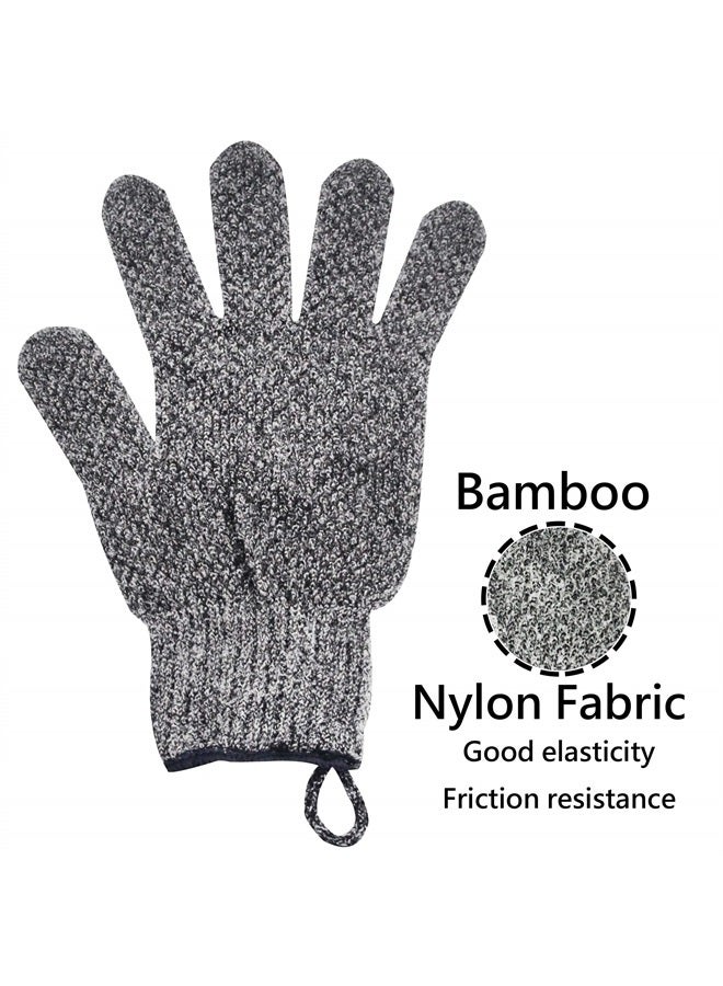 Meiyante Bamboo Charcoal Exfoliating Gloves - Soft & Gentle Body Scrub for Daily Use, Promotes Clean & Healthy Skin, Improves Skin Texture, 1 Pair Fits Most With Hanging Loop, Perfect for Men & Women Body Wash  - Image 2