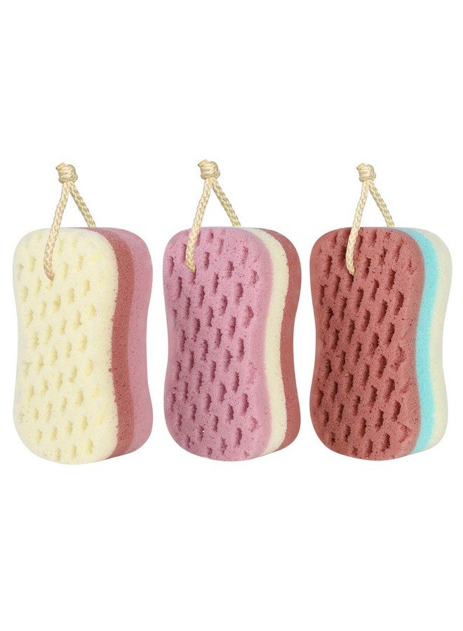 KECUCO Ecuco 3 Pcs Bath Sponge For Women Men Kids Sponge Loofah Body Scrubber Shower Sponge For Body Wash Bathroom 3 Colors & Large Size Bathing Sponge Bathing Accessories(Large Size) - Image 1