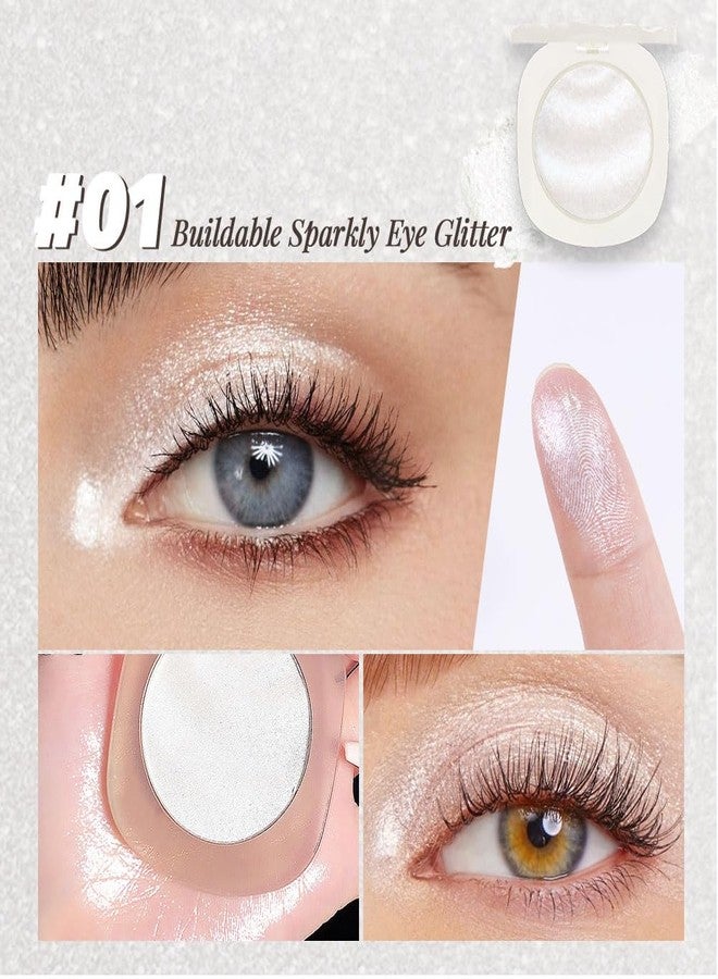 CAKAILA Single Glitter Shimmer White Eyeshadow,Bright High Pigment Intense Monochrome Eye Shadow,Buildable Sparkly Eye Glitter Shimmer Finish,24 Hour Eye Makeup Longwear Waterproof,Blendable - Image 3
