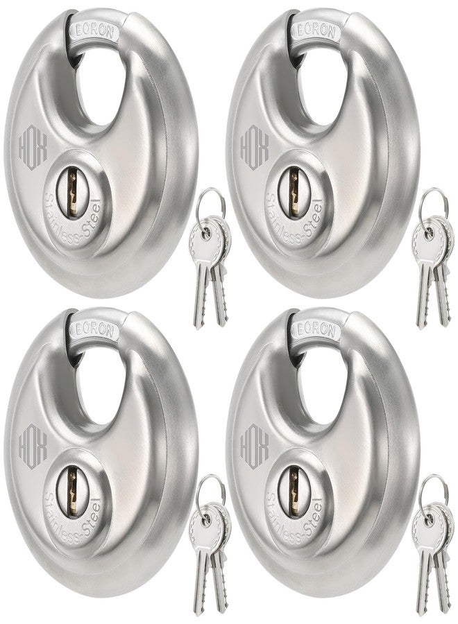 HOX Heavy Duty Padlock with Key - 70mm Stainless Steel Commercial Discus Keyed Lock, High Security, 4 Pack - Image 1