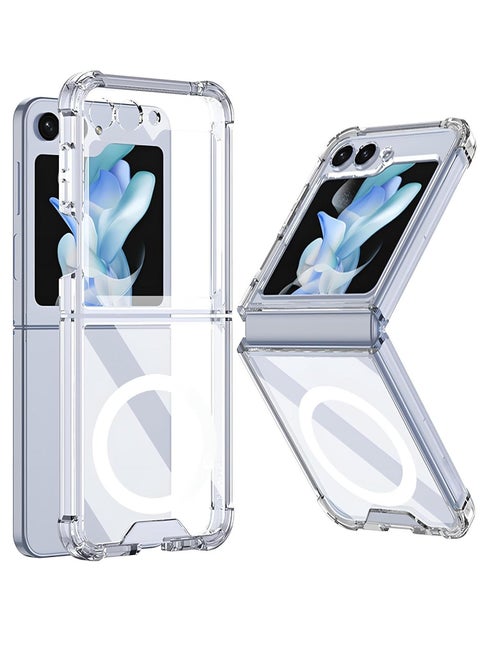 Clear Magnetic Case for Samsung Galaxy Z Flip 5 â Slim, Shockproof Design with MagSafe Compatibility for Wireless Charging